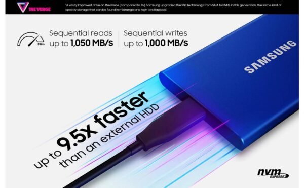 ⁦EXT SSD SAMSUNG 1TB T7 Blue⁩ - الصورة ⁦2⁩