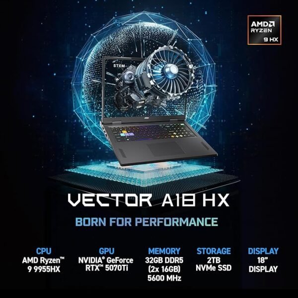 ⁦MSI VECTOR 18HX - R9 9950HX -RTX 5070TI⁩ - الصورة ⁦4⁩
